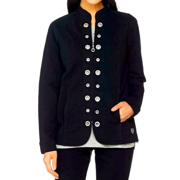 Dream Jeannes Quacker Factory Jacket Size 3X Black Rhinestones QVC Fall‎ Comfy - Picture 1 of 16